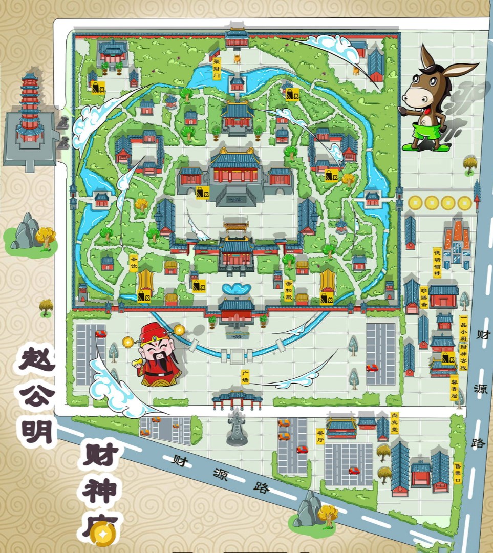 华安寺庙类手绘地图